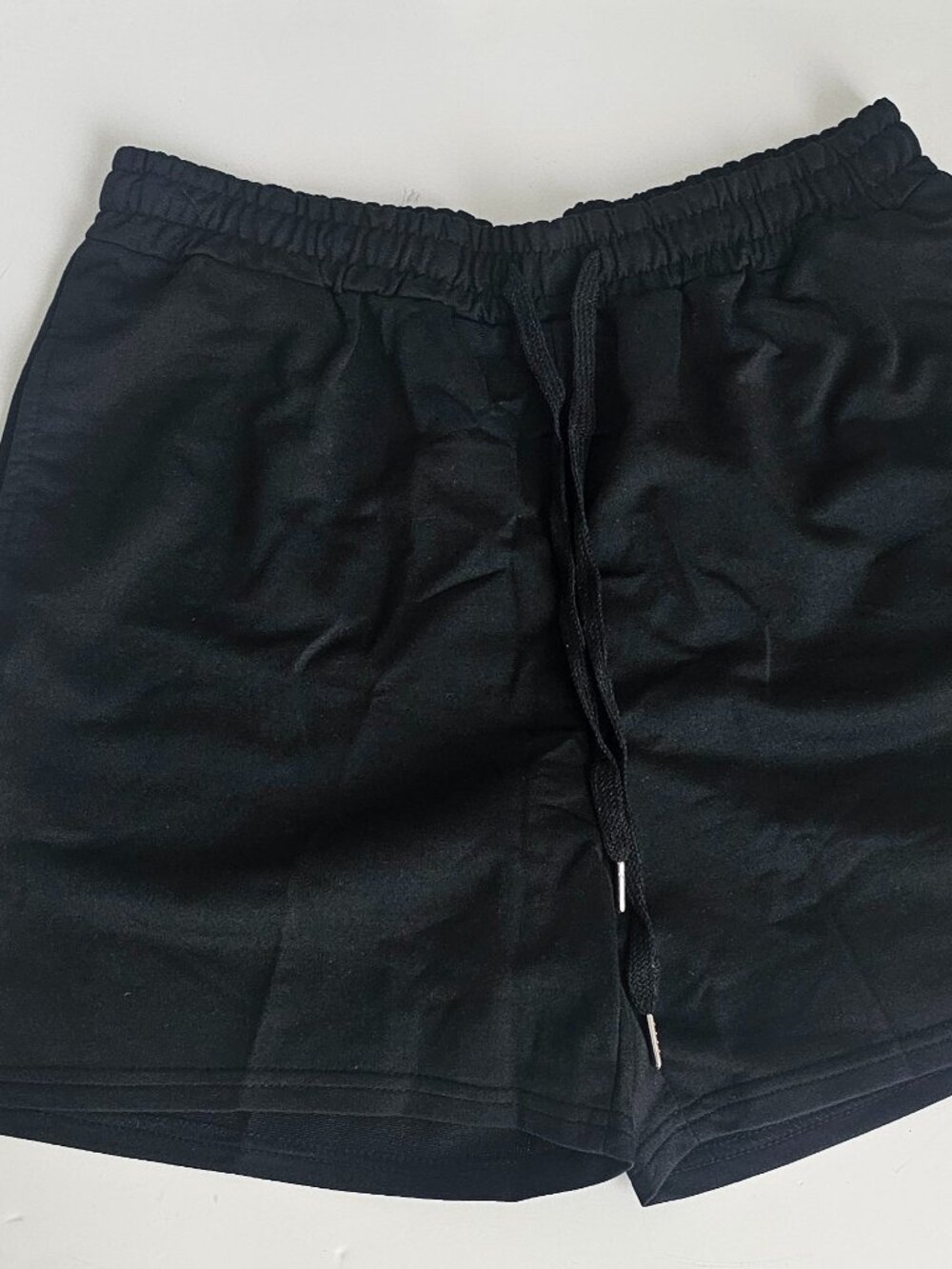 Men Drawstring Waist Shorts Jogger Plain Light Grey Gym Athletic Black Size M